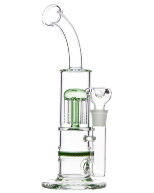 Green Bent Neck Honeycomb to Tree Perc Water Pipe