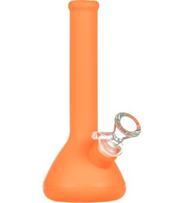 Orange Skinny Neck Silicone Beaker Bong